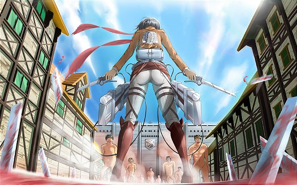 Pintura Numerada Attack on Titan Anime Tecido Pincéis e Tinta T176