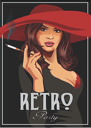 Pintura Numerada Mulher Retro Tecido Pincéis e Tintas T171