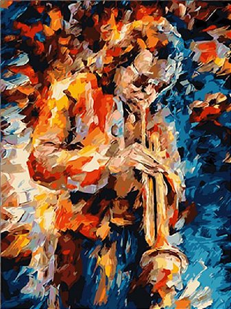Pintura Numerada Saxofone Tecido Pincéis e Tintas E857 G