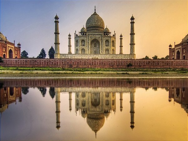 Pintura Numerada Taj Mahal Índia Tecido Pincéis e Tintas Y5750