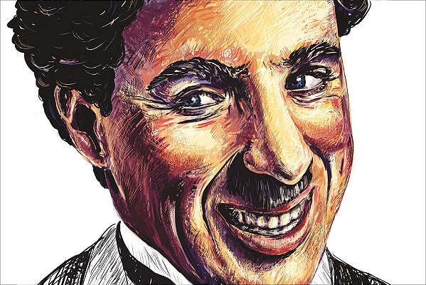 Pintura Numerada Charlie Chaplin Tecido Pincéis e Tintas T96
