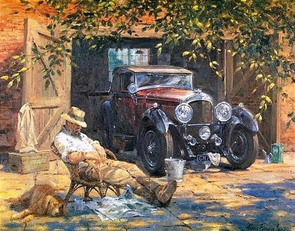 Pintura Numerada Carro Garagem Tecido Pincéis e Tintas E523 S141