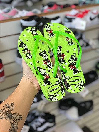 Chinelo Minnie Verde Florescente