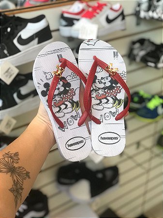 Chinelo Minnie Branco e Vermelho