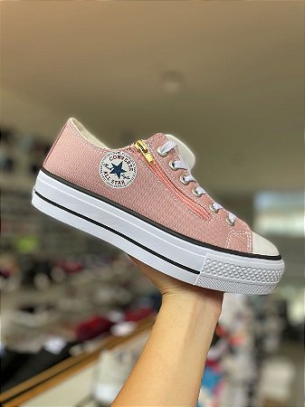 All Star Plataforma Rosê com Zíper