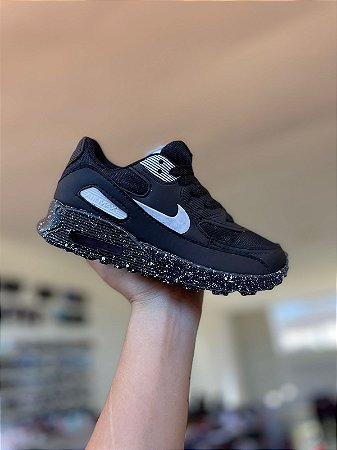 NK Air Max 90 Infantil-Preto e Branco