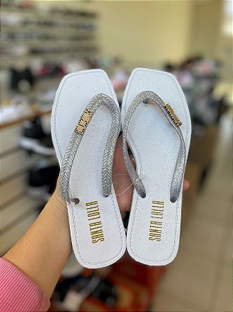Chinelo Santa Lolla Glitter-Branco