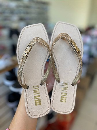 Chinelo Santa Lolla Glitter-Bege