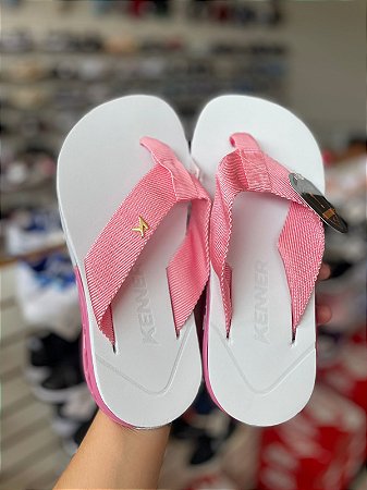 Chinelo Kenr Branco e Rosa