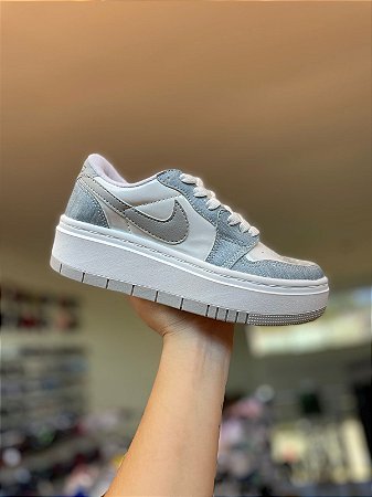 NK Air Jordan Plataforma Elevate-Azul Jeans e Branco