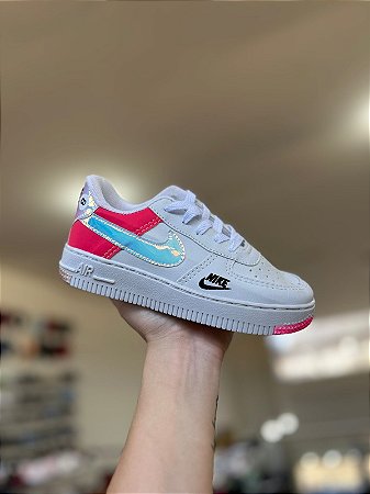 NK Air Force Holográfico Branco e Pink- Infantil