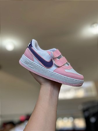 NK Air Force Velcro  Infantil- Branco e Rosa