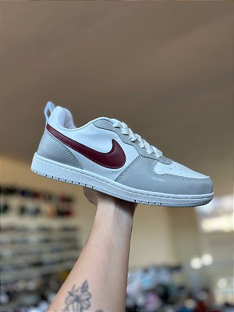 NK Court Borough Importado- Branco Cinza e Vermelho