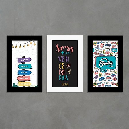 KIT 3 Quadros Soul + em Cristo - Juvenis - Linha IASD