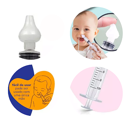Kit 2 Seringas Lavagem Higienização Nasal Bico Silicone Buba