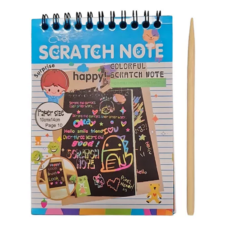 Bloco Caderno De Desenho Papel Mágico Colorido 10 Folhas Raspadinha