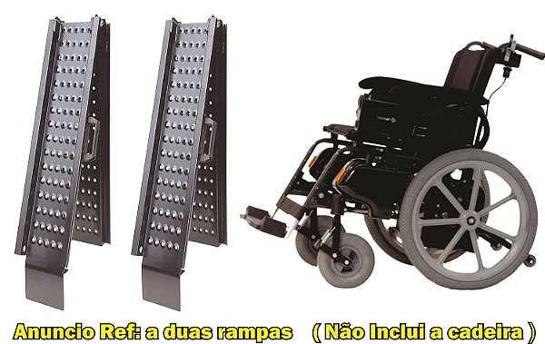 02 Rampas Aço Leve Para Cadeira Rodas Simples ou Motorizada RA 1500/165 AC