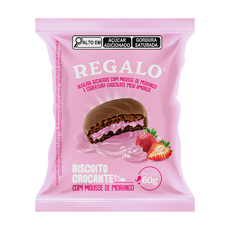Alfajor REGALO Mousse de Morango Chocolate Meio Amargo 60g