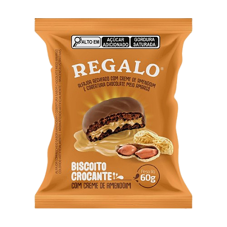 Alfajor REGALO Creme de Amendoim cobertura Meio Amargo 60g