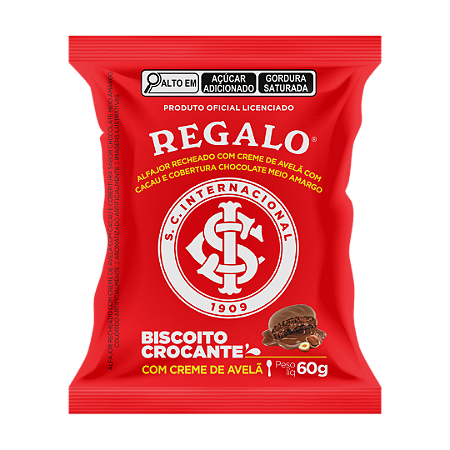Display 12 un. Alfajor Inter REGALO Creme de Avelã Chocolate Meio Amargo 60g