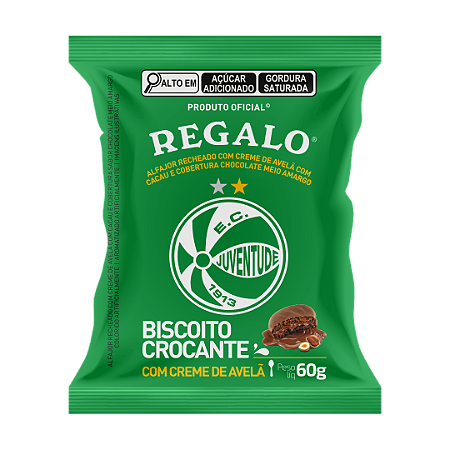 Display 12 un. Alfajor Juventude REGALO Creme de Avelã Chocolate Meio Amargo 60g