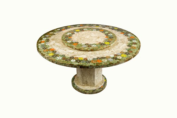 Mesa 150Ø Giratória em moisaco de mármore - Ref. Nova Design