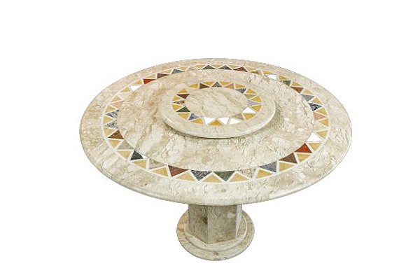 Mesa Giratória 150Ø em bege-bahia com mosaico