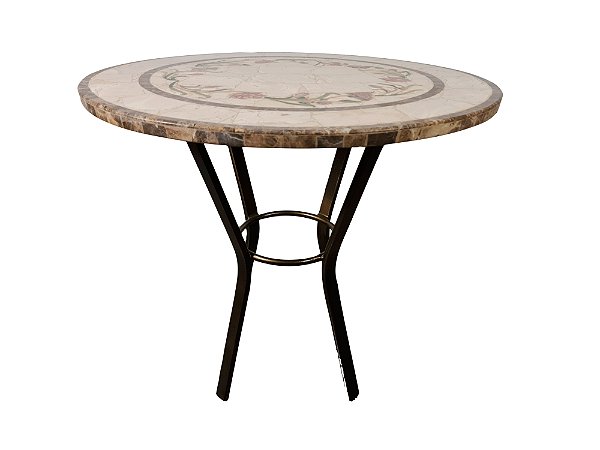 Mesa 080Ø Mosaico de Mármore Crema Marfil Ref. 9227