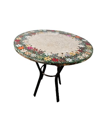 Mesa 080Ø Mosaico de Mármore Ref. Nova Design
