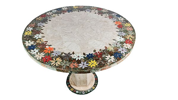 Mesa 080Ø Mosaico de Mármore Ref. Nova Design