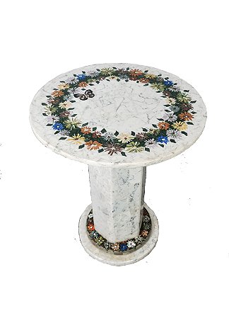 Mesa 050Ø em Mosaico de mármore Carrara Ref. 281