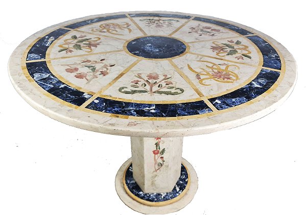 Mesa 1,10Ø Mosaico de mármore Ref. 9201 com sodalita