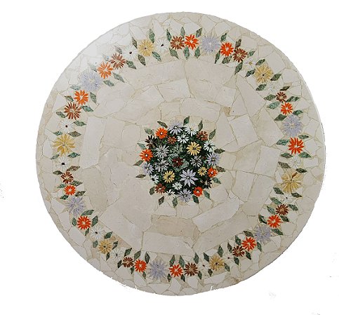 Tampo 1,00Ø  em Mármore Crema Marfil Importado Ref. 281