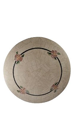 Tampo 080ø Em Crema Marfil Em Mosaico Ref. 04 Hibiscus