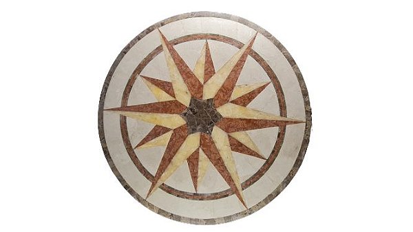 Tampo 1,00Ø em Mosaico de Crema Marfil, Rosso Verona, Marrom Imperial e ônix