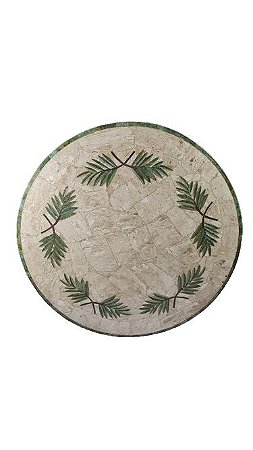 Tampo 1,20Ø em mosaico de Bege-bahia com detalhe de folhas Ref. Palmeira