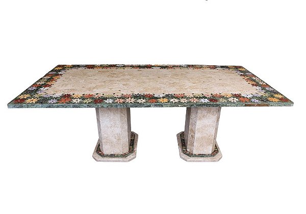 Mesa em Mosaico de mármore Bege-bahia 220x110 Ref. Nova Design
