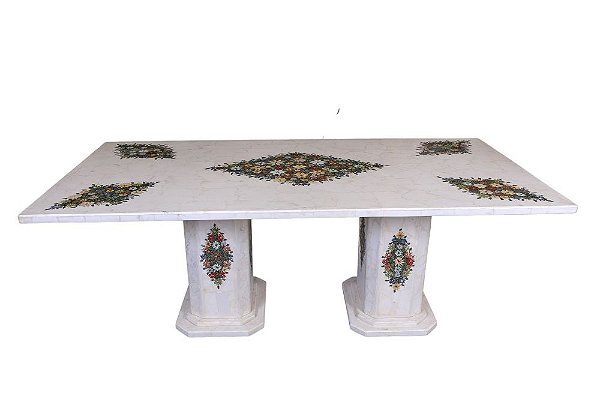 Mesa em Mosaico de mármore Carrara italiano 220x110 Ref. 281 Losango