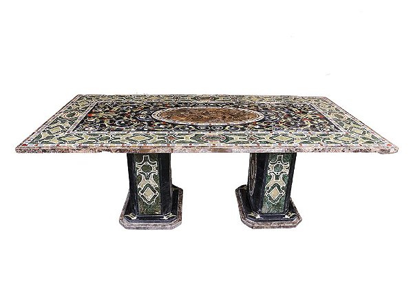 Mesa em Mosaico de mármore Dolomita preta 220x110 Ref. 9230