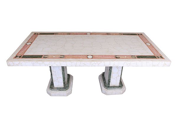 Mesa de Dolomita Branca Em Mosaico 2,00x1,00 Borda dupla
