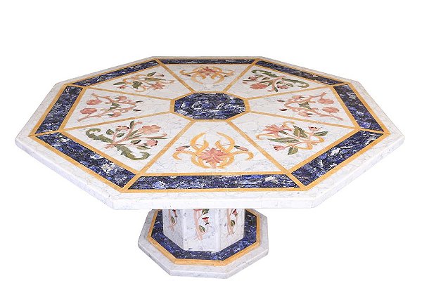 Mesa 1,70Ø Mosaico de mármore Ref. 9201 com sodalita