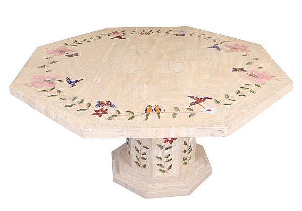 Mesa 1,75Ø em mosaico de Mármore Travertino Romano Ref. 9236