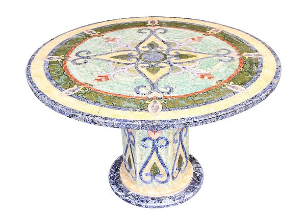 Mesa 1,20 Diâmetro em Ônix azul Em Mosaico  Ref. Cipressi
