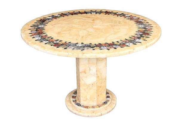Mesa de Ônix bege Em Mosaico 1,20 Diâmetro Ref. 281