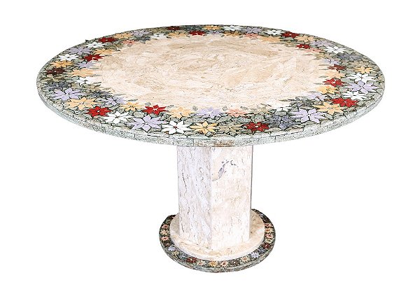 Mesa 1,00Ø em Mosaico de mármore Bege-bahia Ref. 281Nova Design