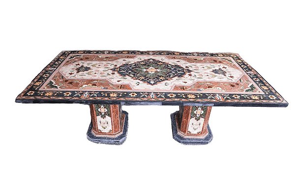 Mesa 2,20x1,10 em Mosaico de mármores Decorativos Ref. Tapete