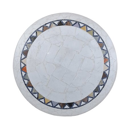 Tampo 1,00Ø em mosaico de mármore branco Piguês