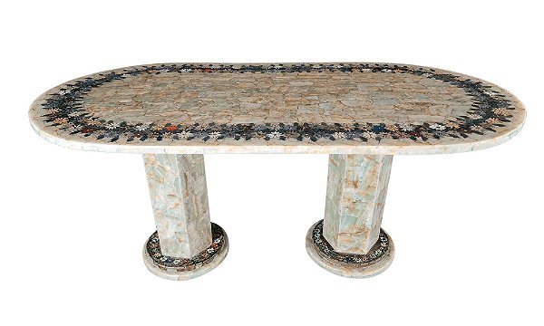Mesa 1,80x0,90 Oval em Onix verde Ref. 281 com Guirlanda de Flores