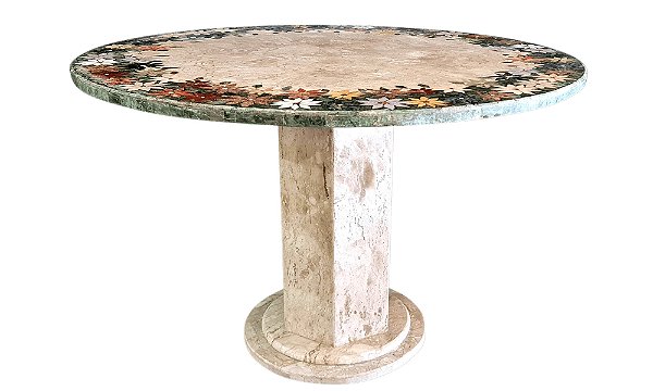 Mesa 1,00Ø em Mosaico de Mármore Bege-Bahia Ref. 281Nova Design
