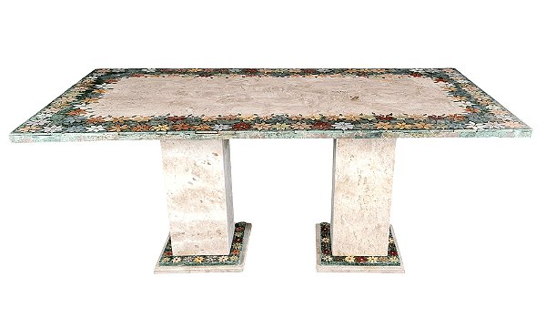Mesa 1,80x0,90 em Mosaico de Mármore Bege-bahia Ref. Nova Design